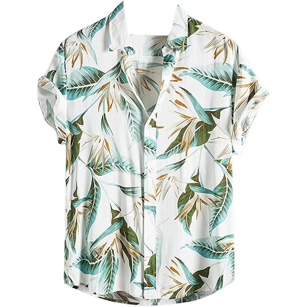 Leriya Fashion Men's Tropical Print Shirt LF-MS-6046 in White
