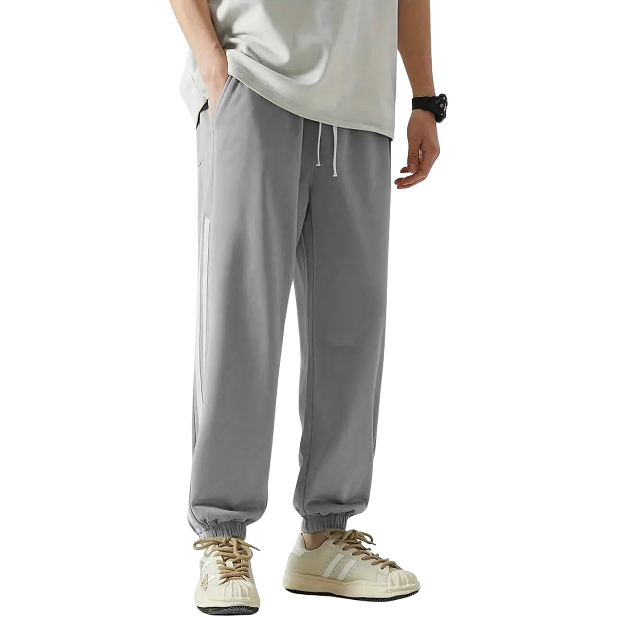 Lymio Men's Drawstring Jogger Track Pants TP-32-33 in Grey