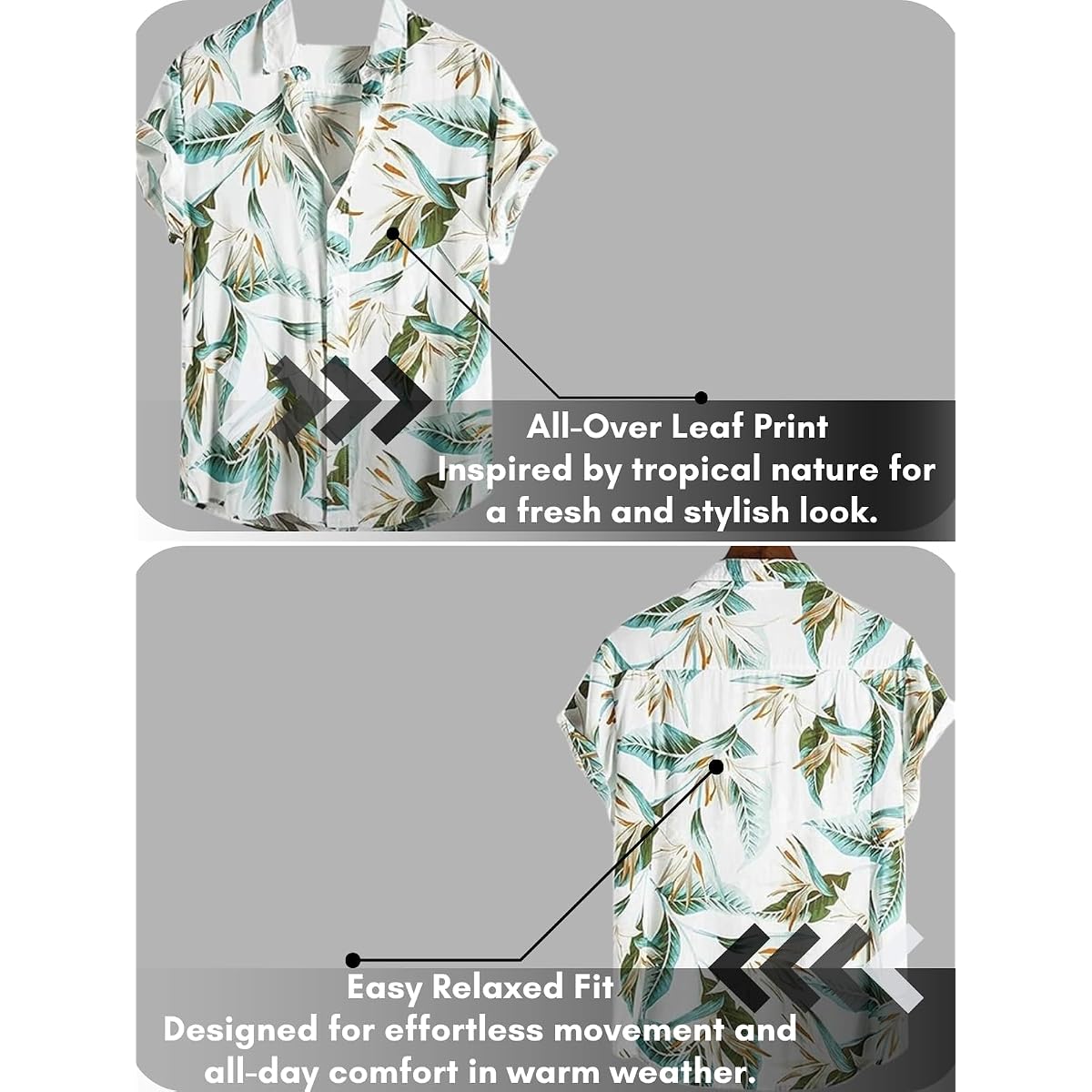 Leriya Fashion Men's Tropical Print Shirt LF-MS-6046 detail view