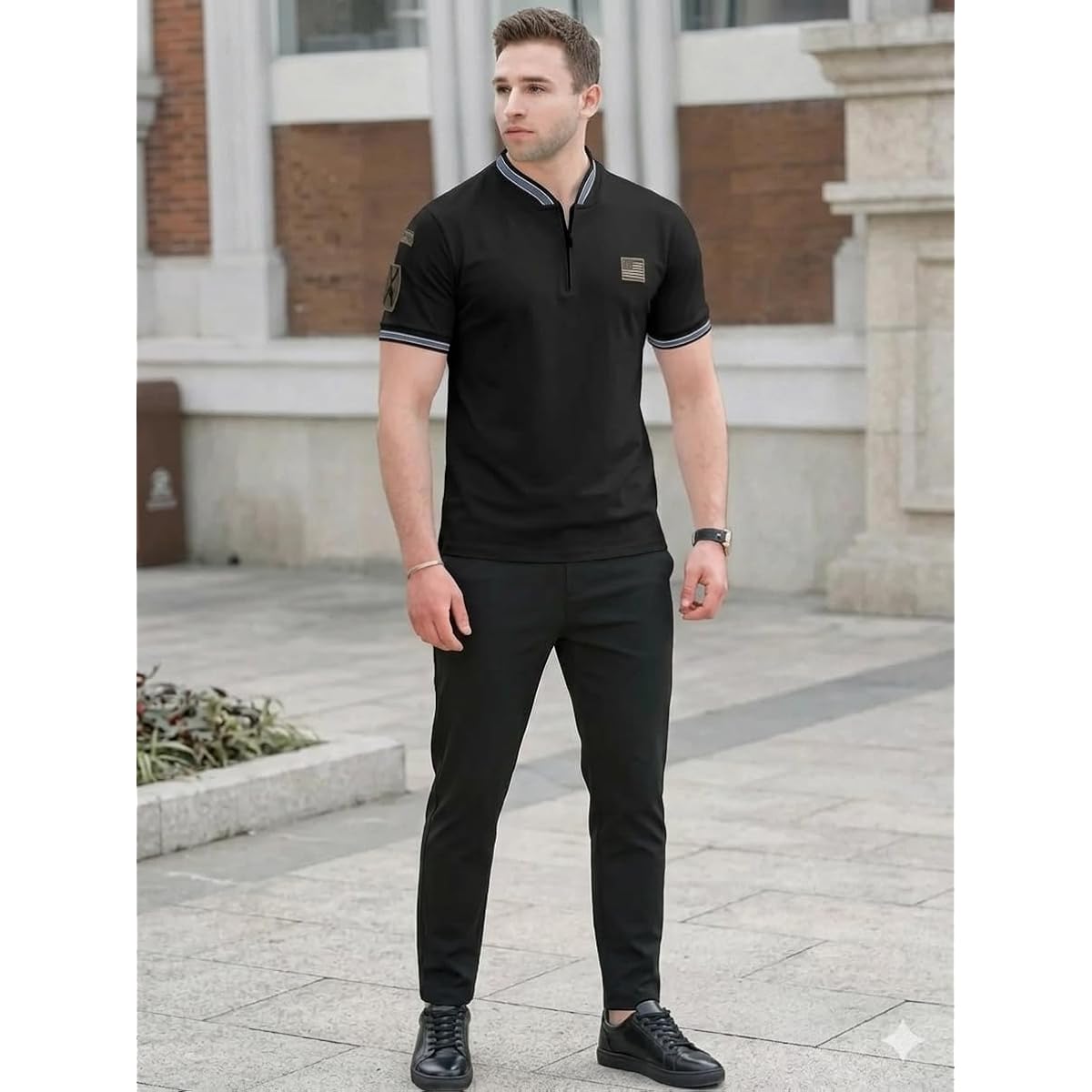 Lymio Men's Contrast-Trim Short Sleeve Polo Shirt Polo-51 detail view