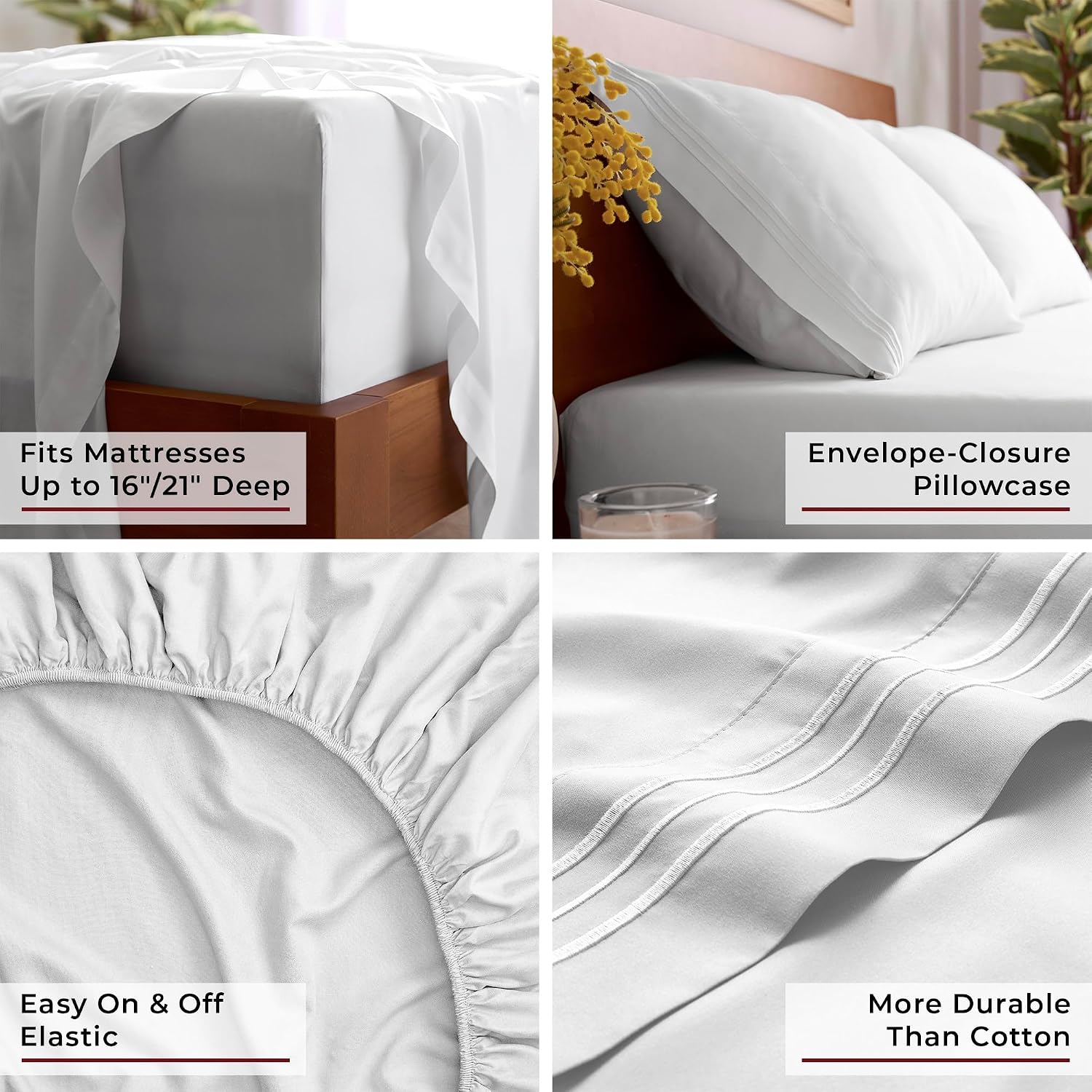 Mellanni King Microfiber Sheet Set, 4 Piece product view