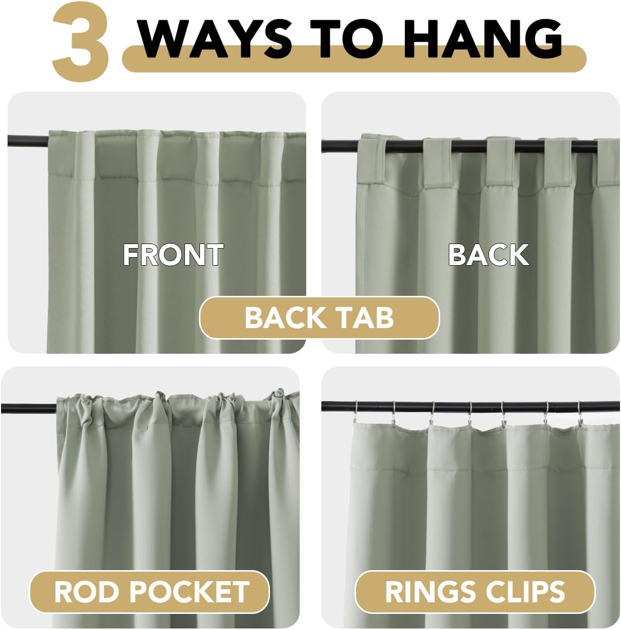 H.VERSAILTEX Blackout Curtain Panels, 52 × 84 in details