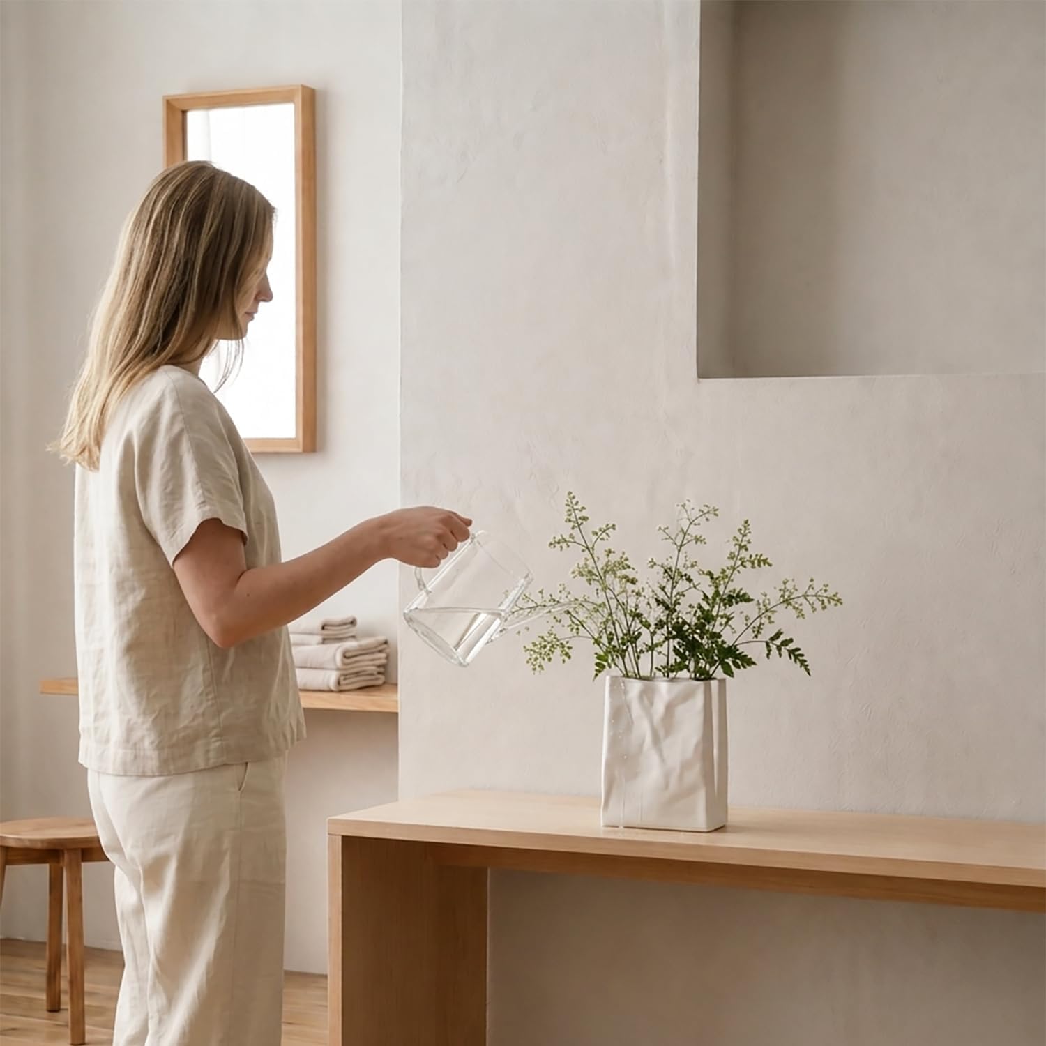 WENSHUO Crinkle Paper Bag Ceramic Vase product view