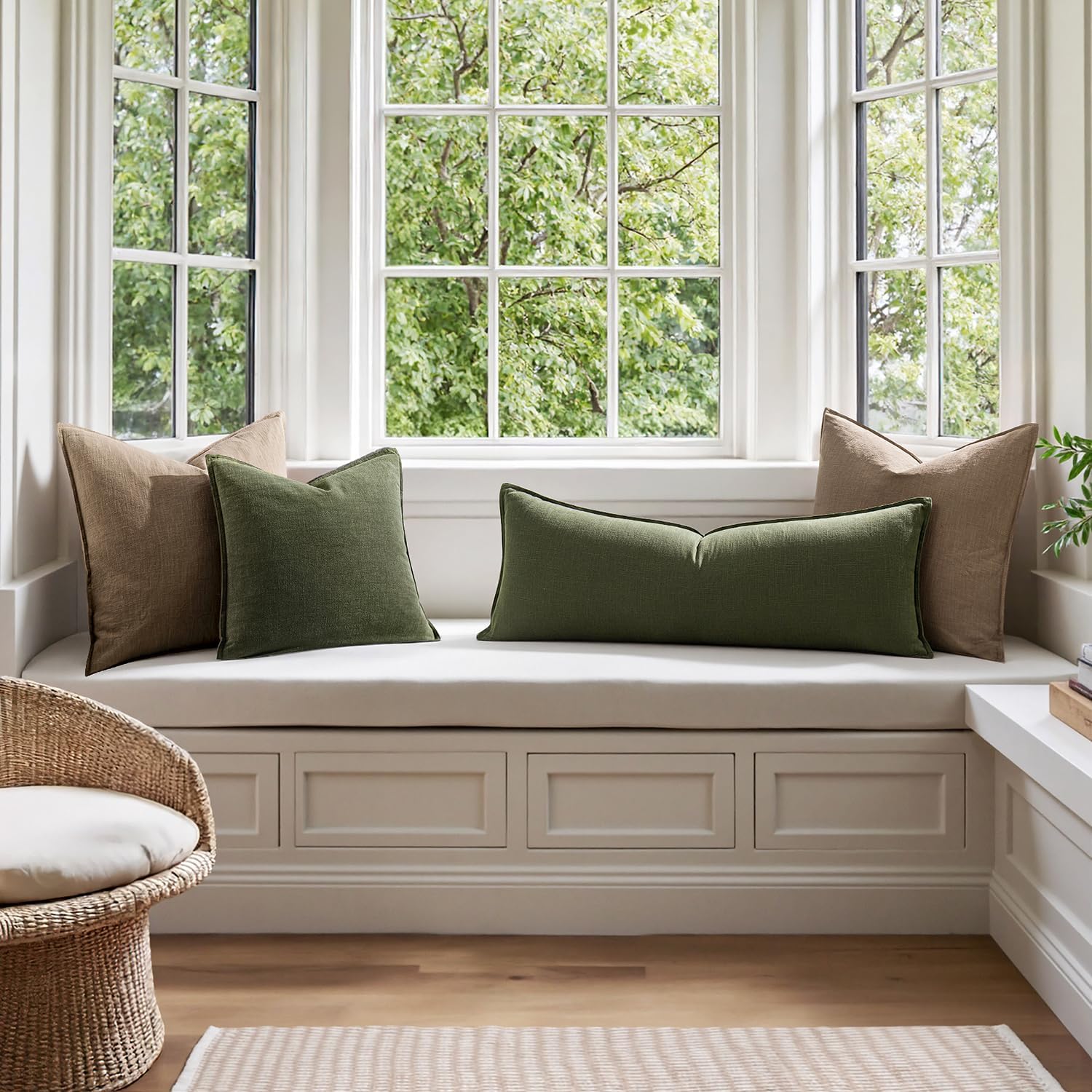 MIULEE Linen Lumbar Pillow Cover, 14 × 36 in product view